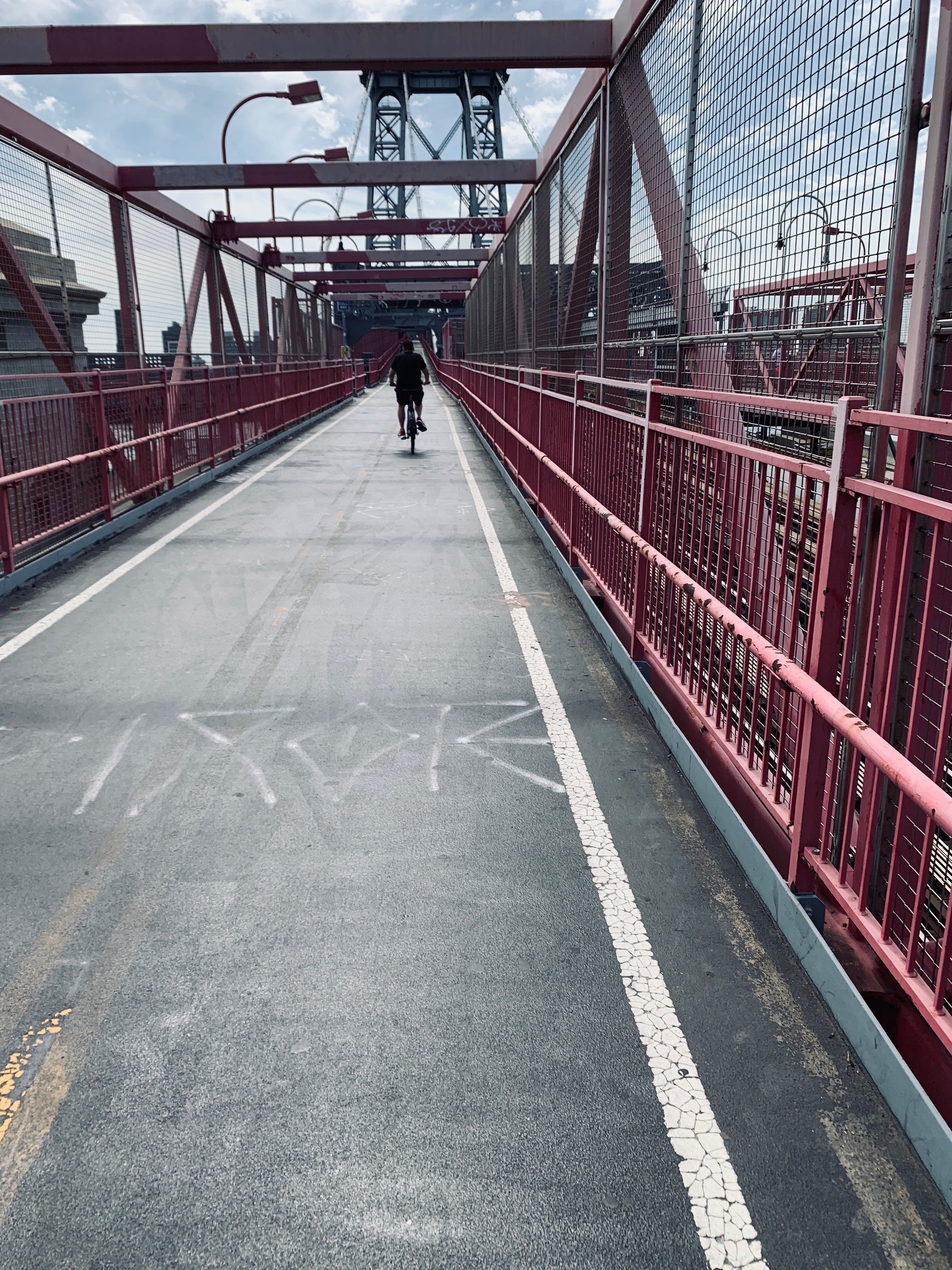 Riding over the Williamsburg Bridge on BIke
