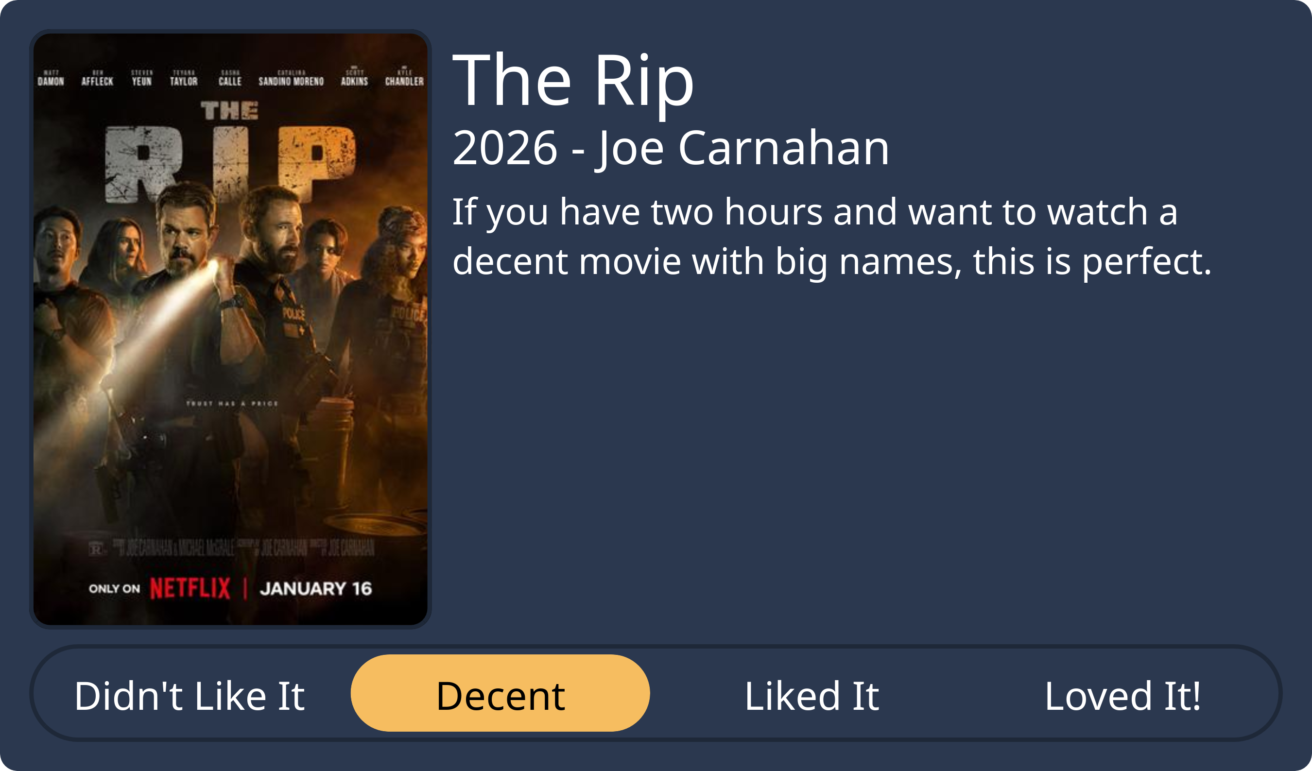 review of the rip on netflix, rated decent